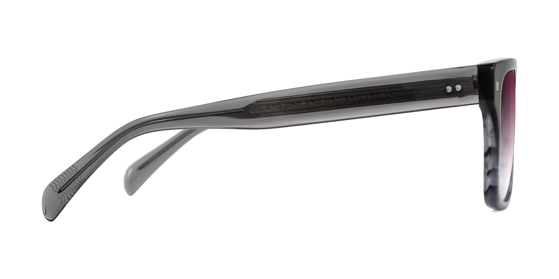 Side of Emas in Gray Striped with Wine Gradient Lenses