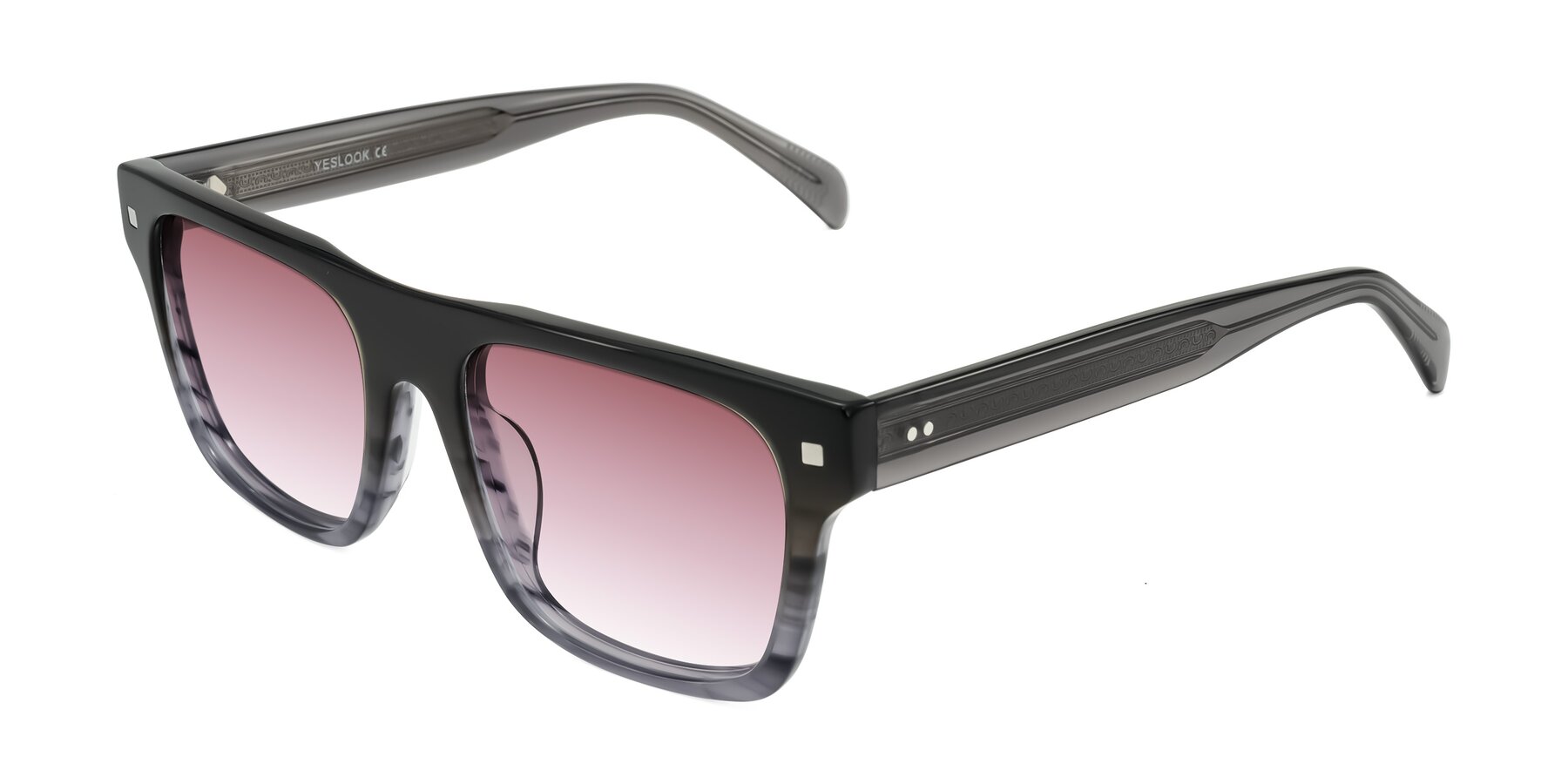 Angle of Emas in Gray Striped with Garnet Gradient Lenses