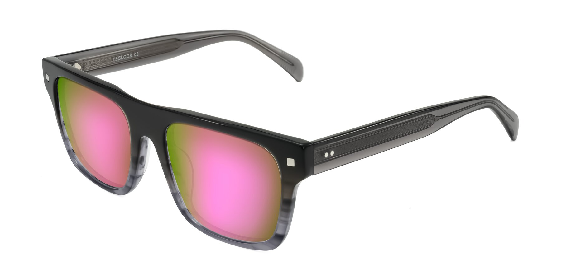 Angle of Emas in Gray Striped with Pink Mirrored Lenses