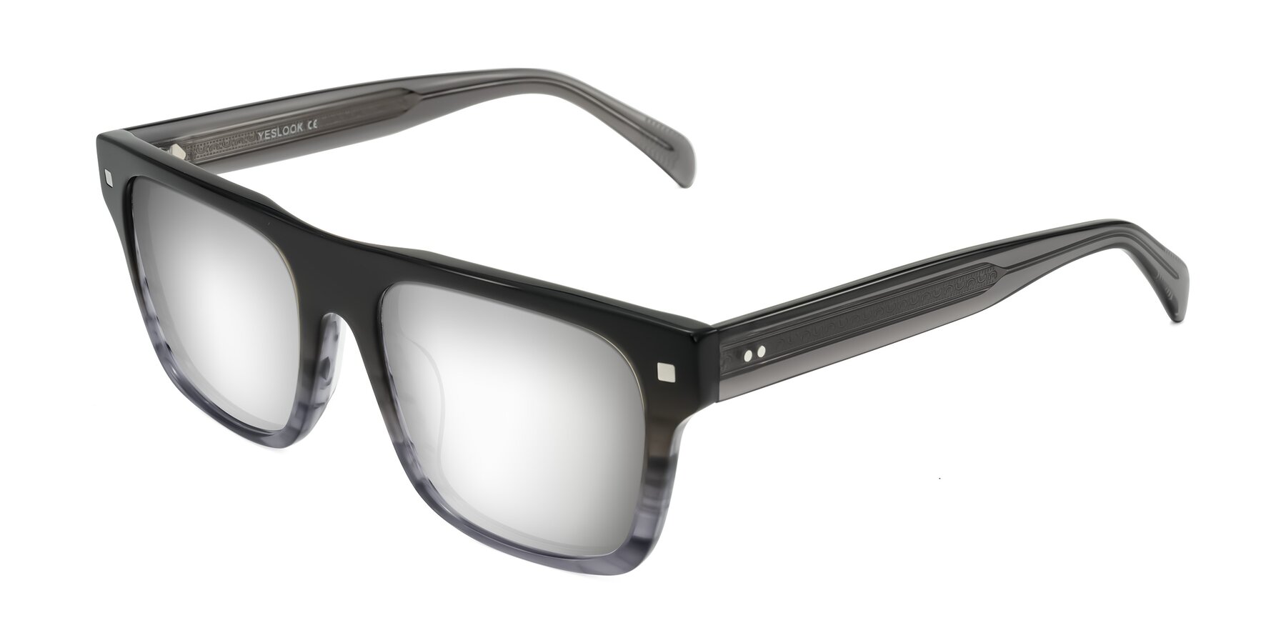 Angle of Emas in Gray Striped with Silver Mirrored Lenses