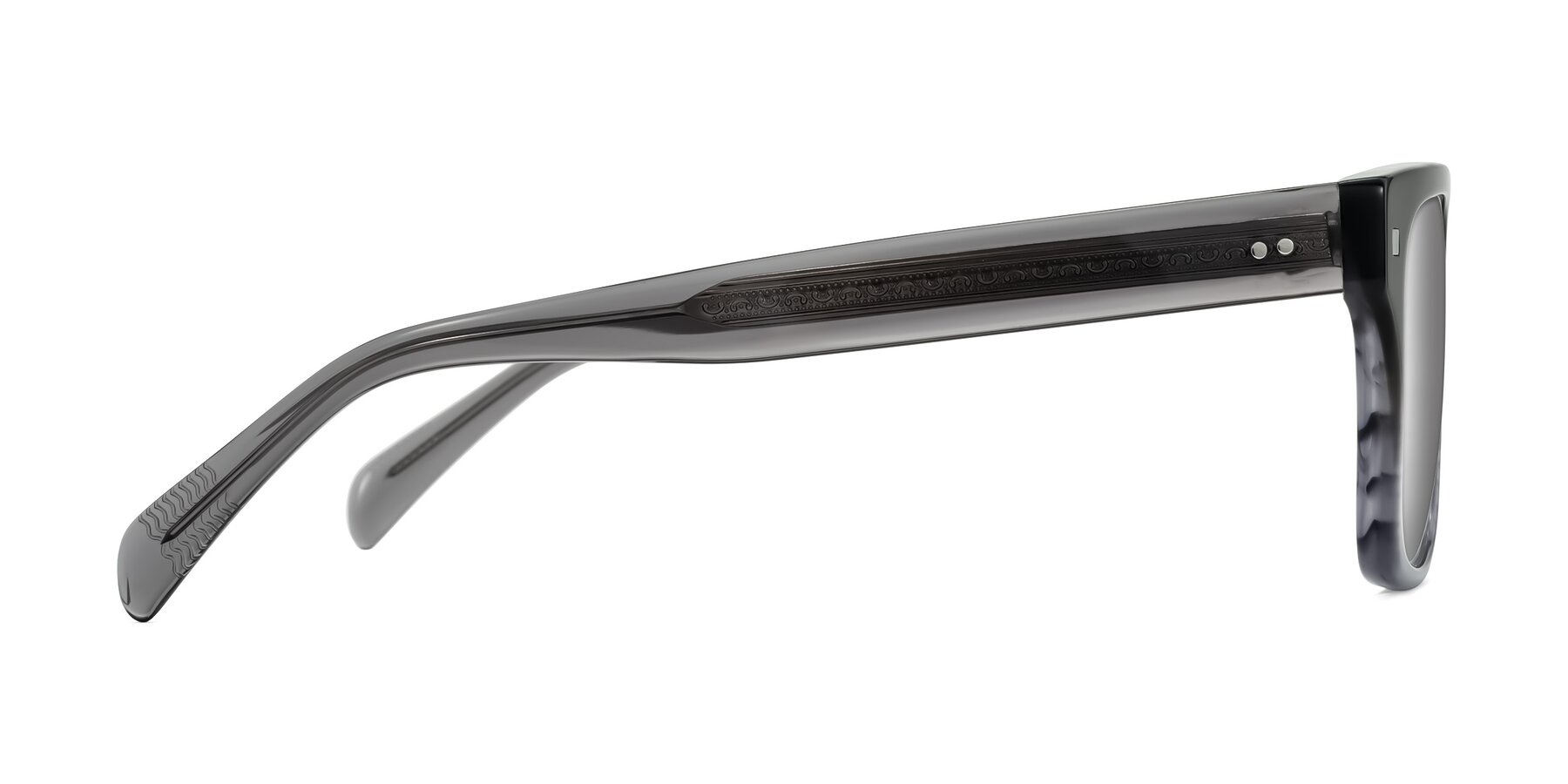 Side of Emas in Gray Striped with Silver Mirrored Lenses