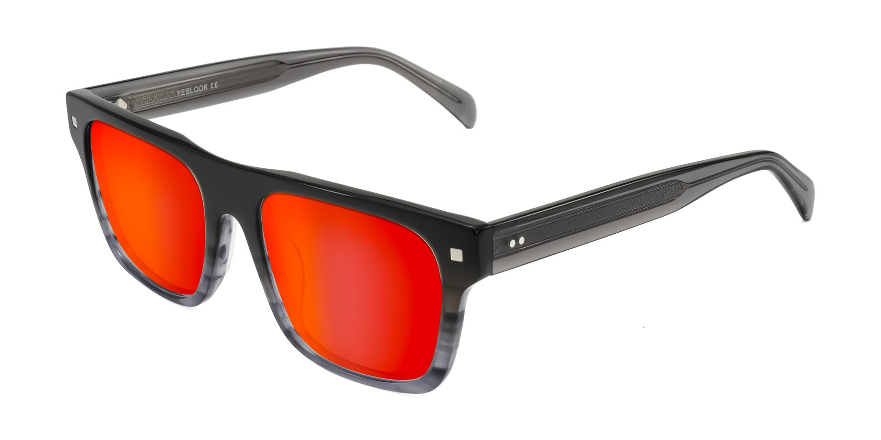 Angle of Emas in Gray Striped with Red Gold Mirrored Lenses