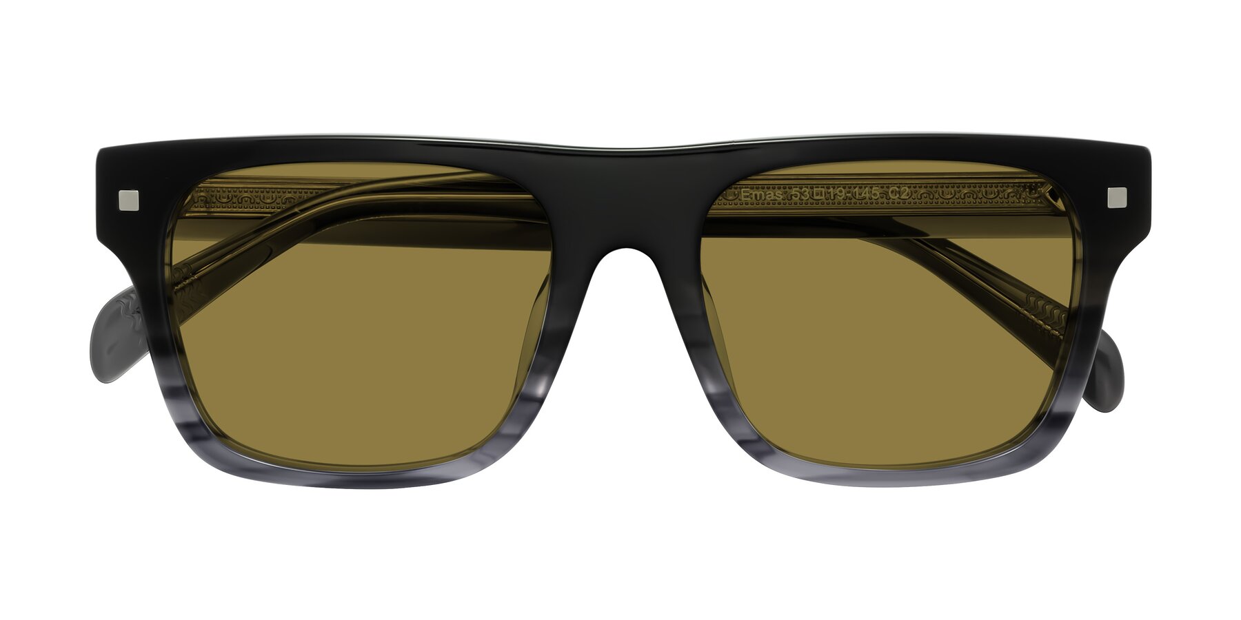 Folded Front of Emas in Gray Striped with Brown Polarized Lenses