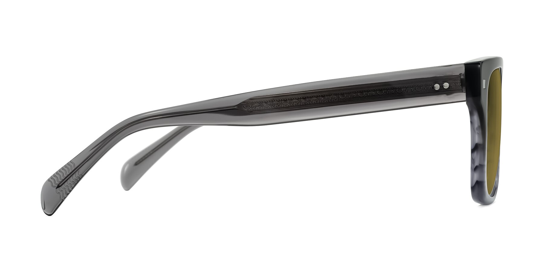 Side of Emas in Gray Striped with Brown Polarized Lenses