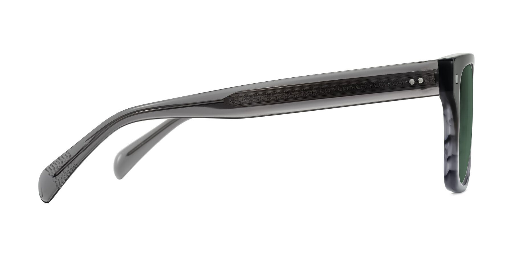 Side of Emas in Gray Striped with Green Polarized Lenses