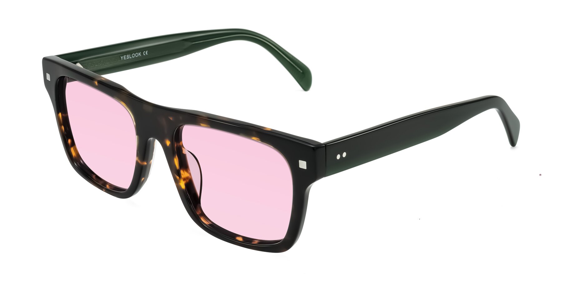 Angle of Emas in Tortoise/Green with Light Pink Tinted Lenses