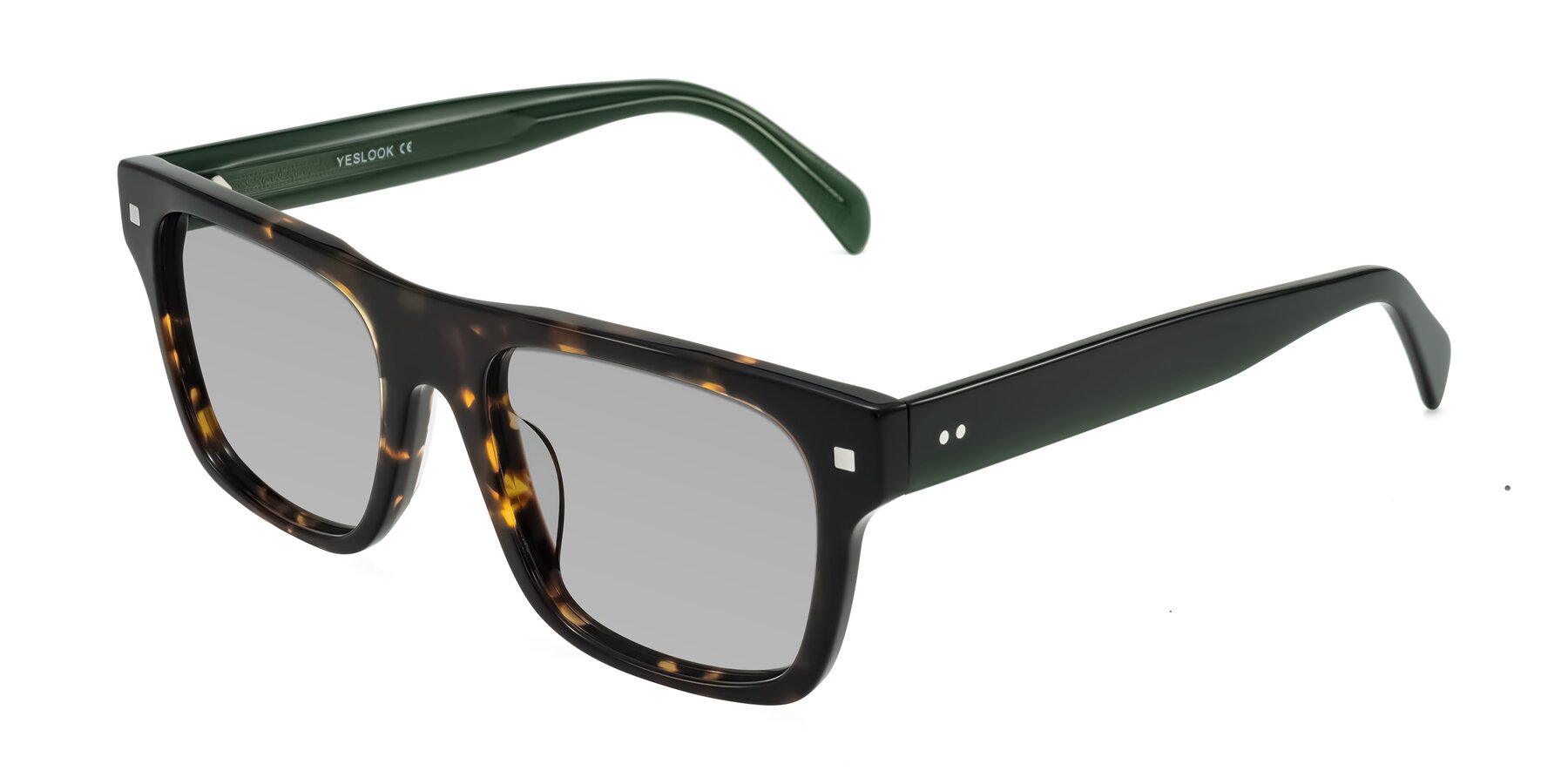 Angle of Emas in Tortoise/Green with Light Gray Tinted Lenses