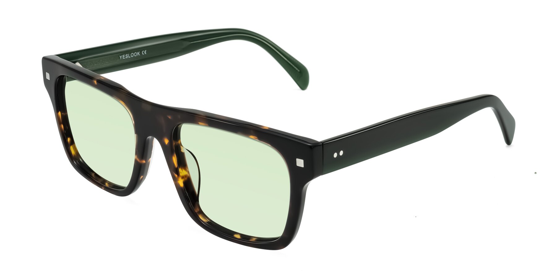 Angle of Emas in Tortoise/Green with Light Green Tinted Lenses