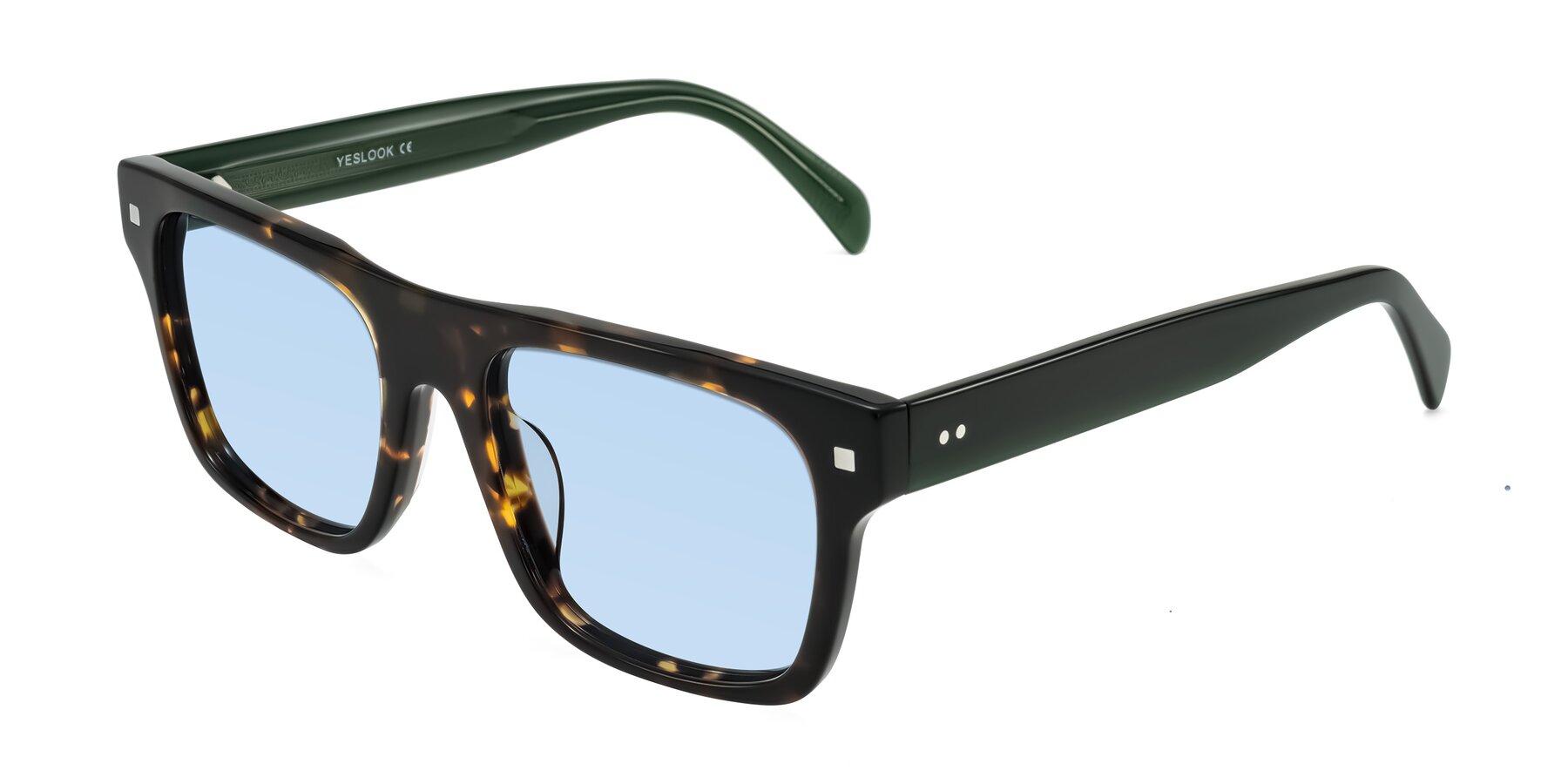 Angle of Emas in Tortoise/Green with Light Blue Tinted Lenses