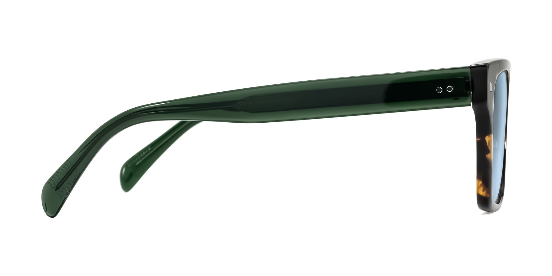 Side of Emas in Tortoise/Green with Light Blue Tinted Lenses