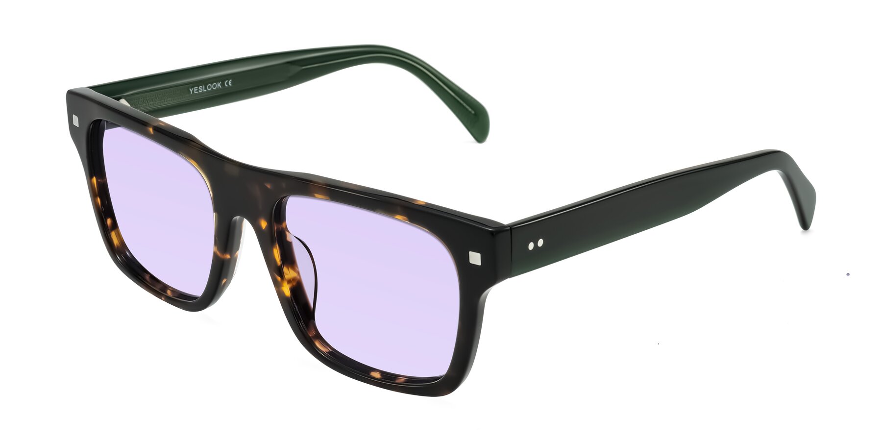 Angle of Emas in Tortoise/Green with Light Purple Tinted Lenses