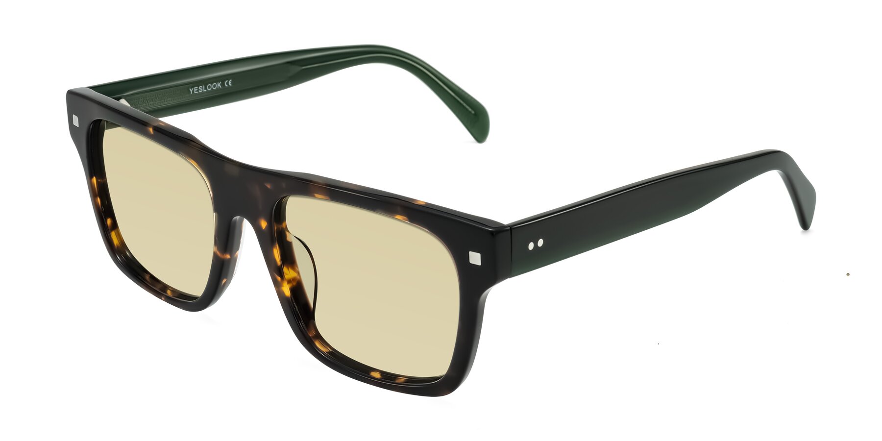Angle of Emas in Tortoise/Green with Light Champagne Tinted Lenses