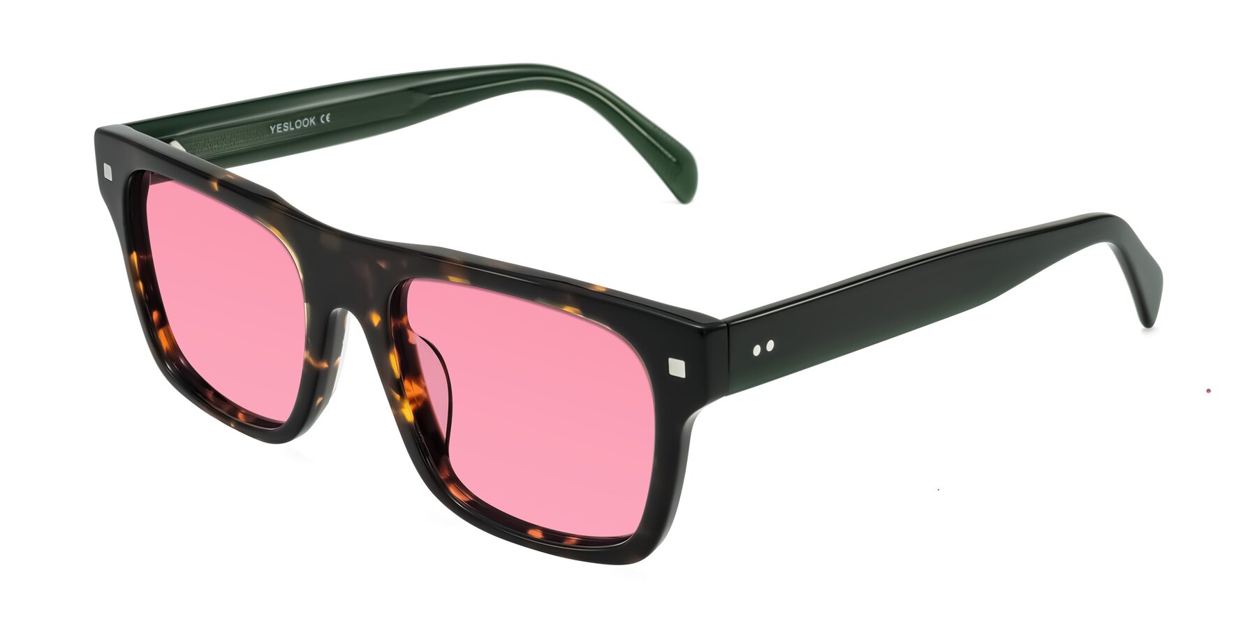 Angle of Emas in Tortoise/Green with Pink Tinted Lenses