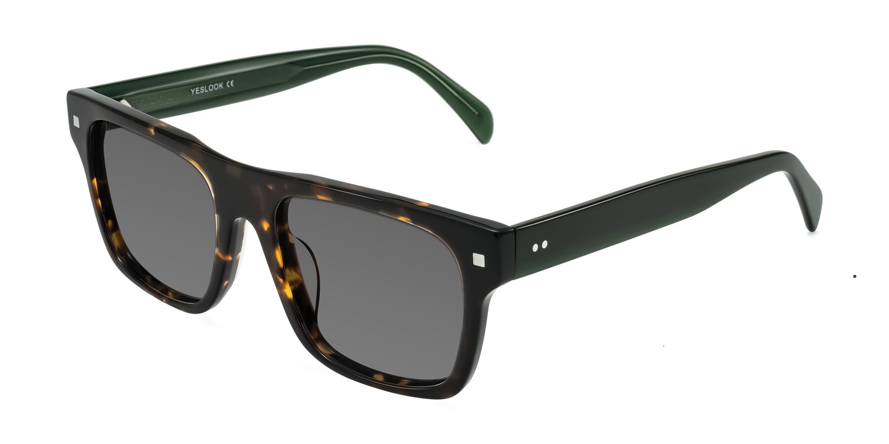 Angle of Emas in Tortoise/Green with Medium Gray Tinted Lenses