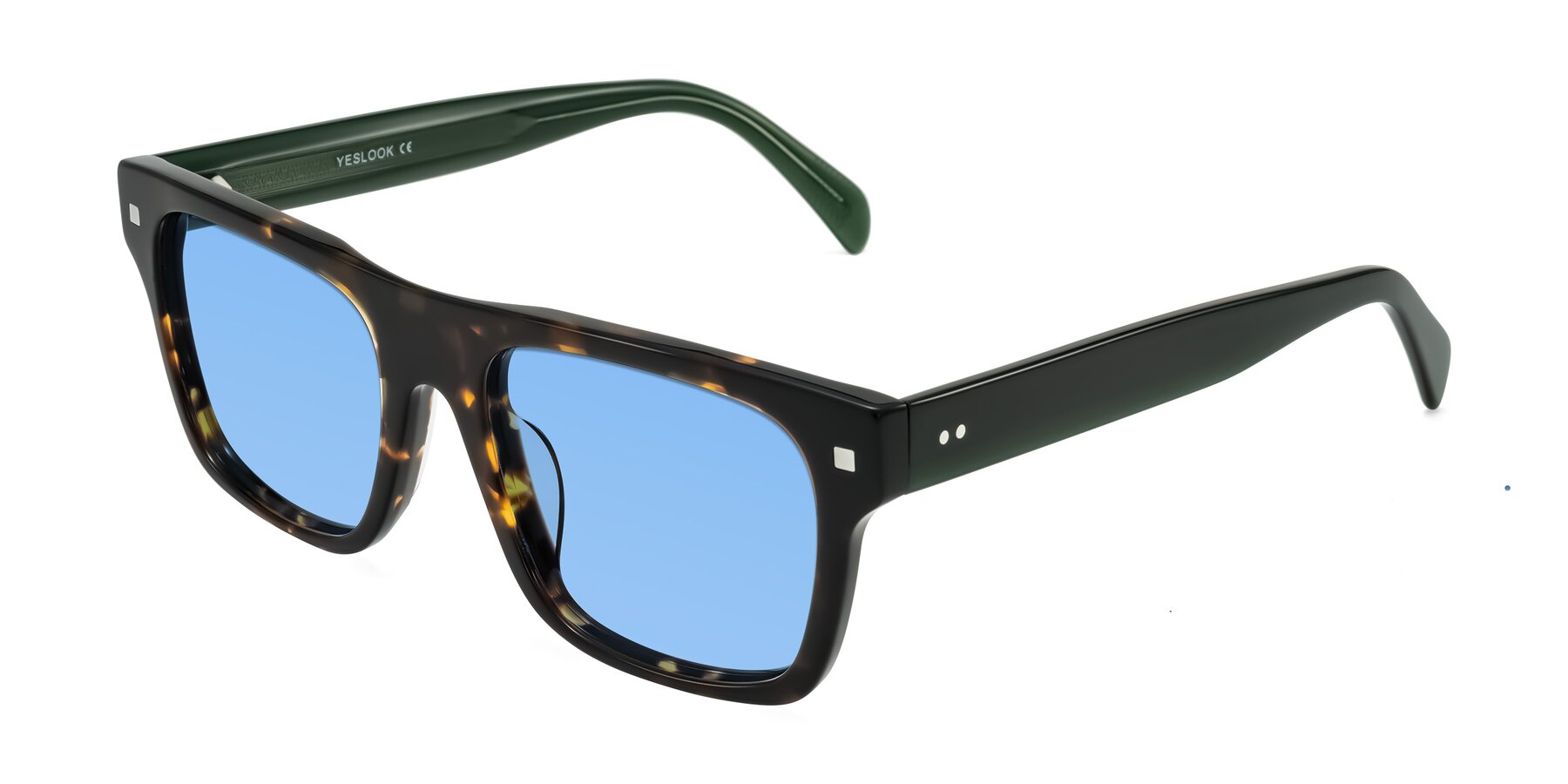 Angle of Emas in Tortoise/Green with Medium Blue Tinted Lenses