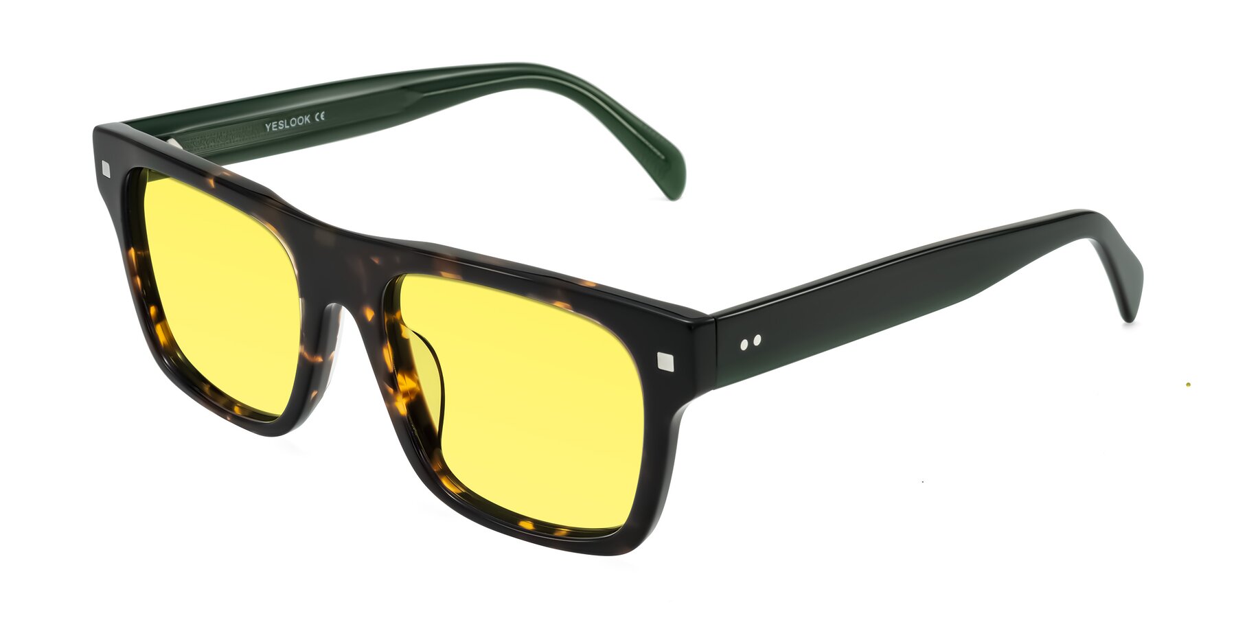 Angle of Emas in Tortoise/Green with Medium Yellow Tinted Lenses