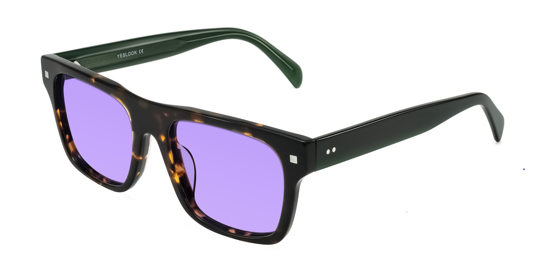 Angle of Emas in Tortoise/Green with Medium Purple Tinted Lenses