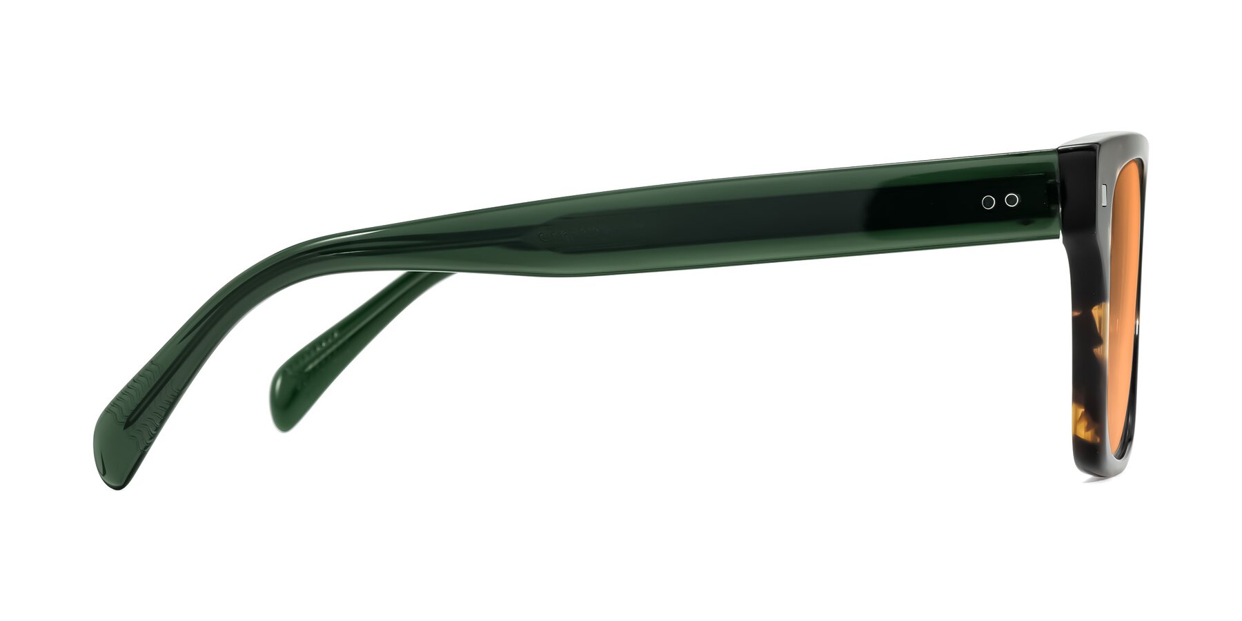 Side of Emas in Tortoise/Green with Medium Orange Tinted Lenses