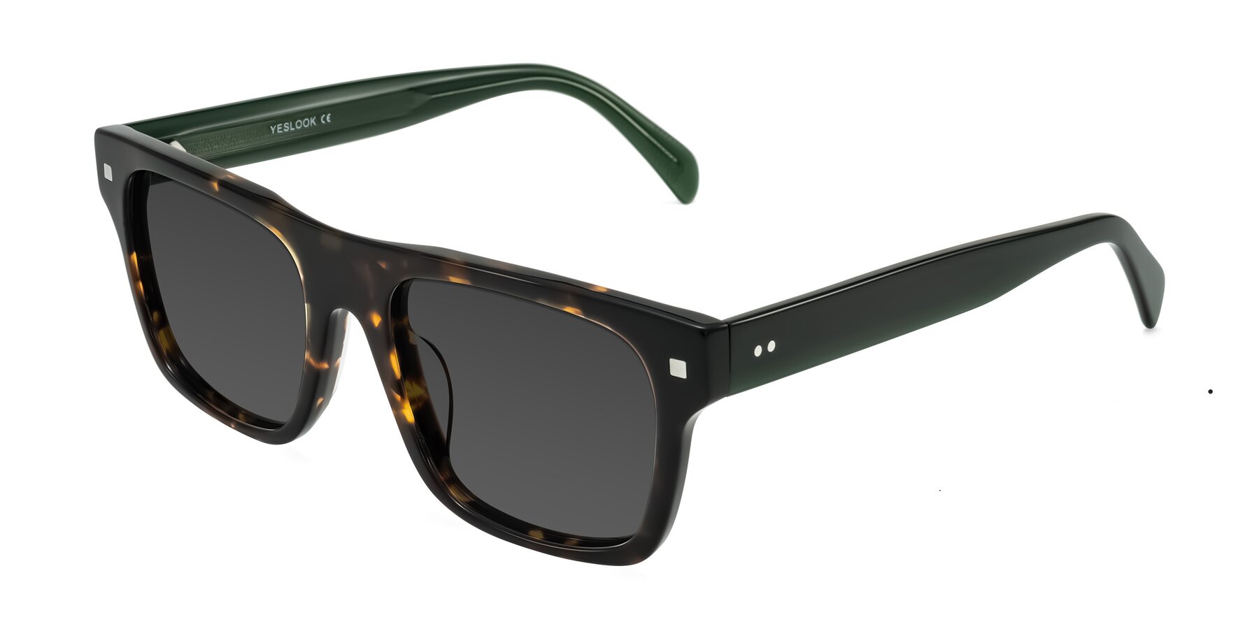 Angle of Emas in Tortoise/Green with Gray Tinted Lenses