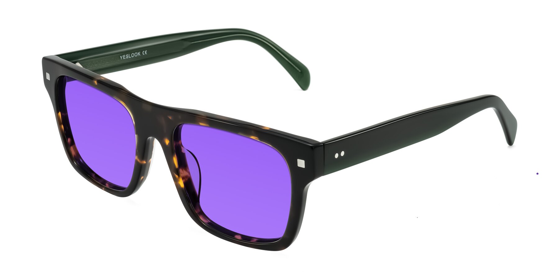 Angle of Emas in Tortoise/Green with Purple Tinted Lenses