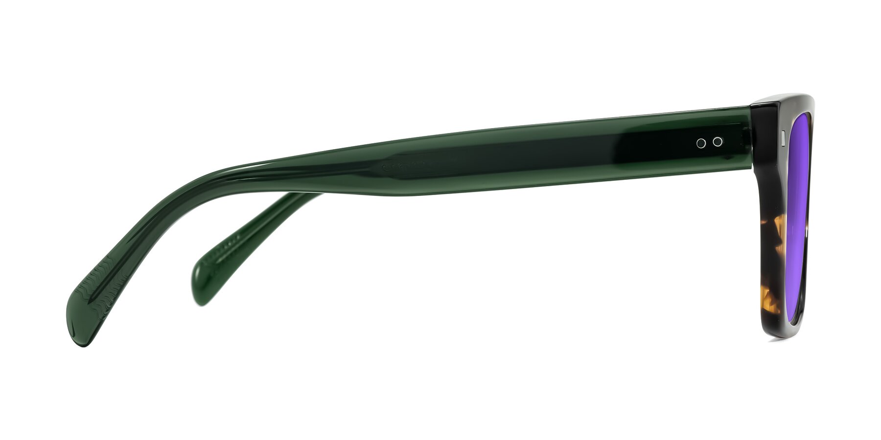 Side of Emas in Tortoise/Green with Purple Tinted Lenses