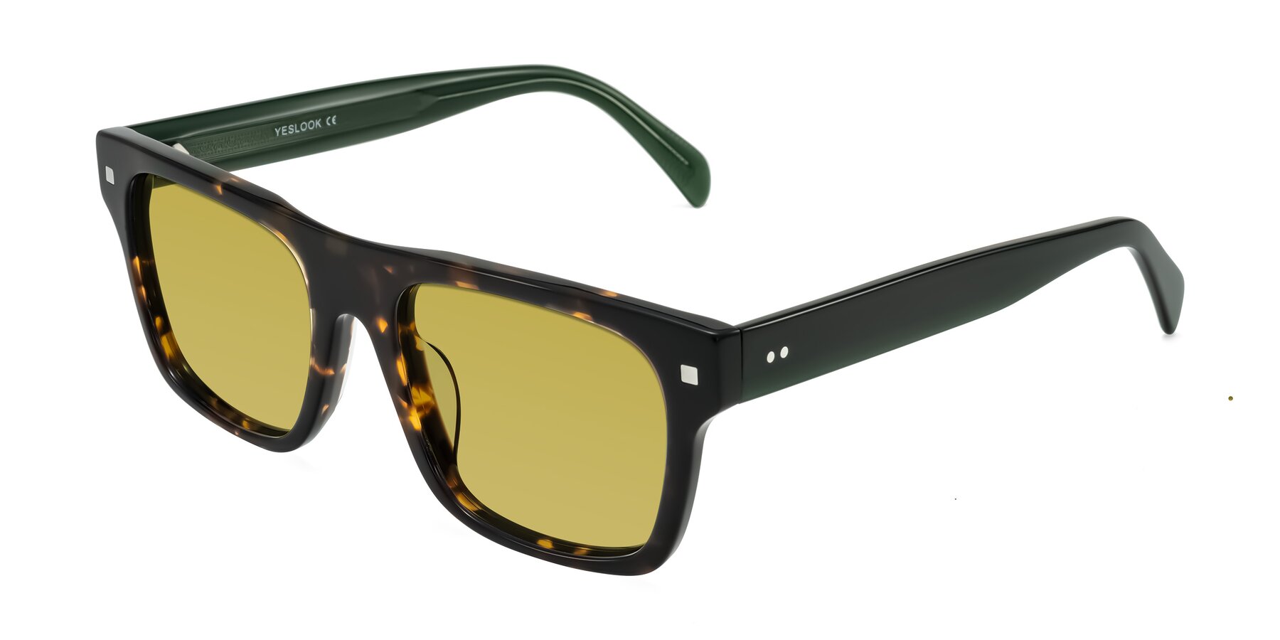 Angle of Emas in Tortoise/Green with Champagne Tinted Lenses