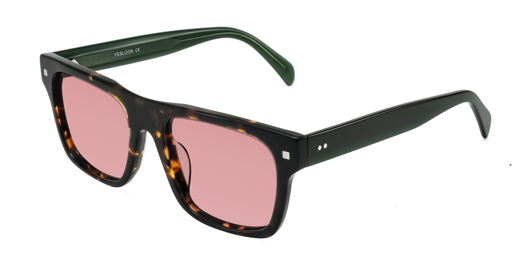 Angle of Emas in Tortoise/Green with Medium Garnet Tinted Lenses