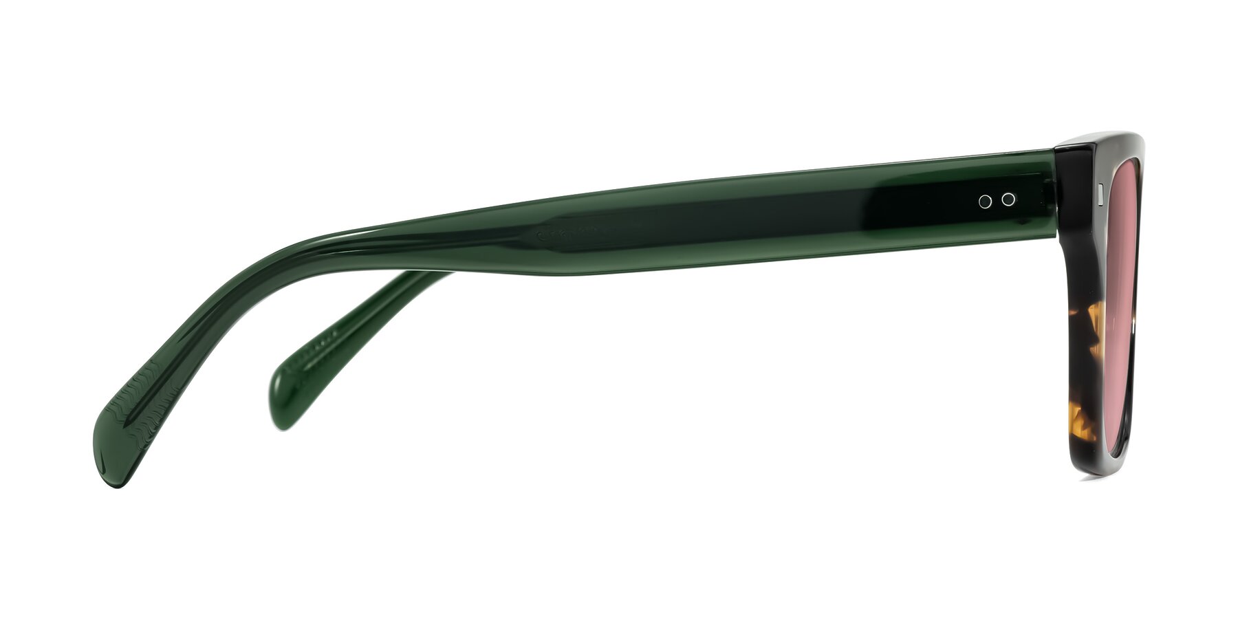Side of Emas in Tortoise/Green with Medium Garnet Tinted Lenses
