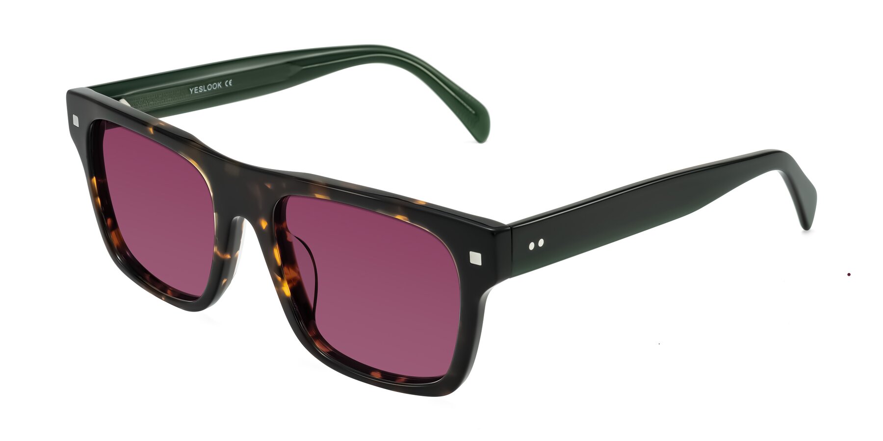 Angle of Emas in Tortoise/Green with Wine Tinted Lenses