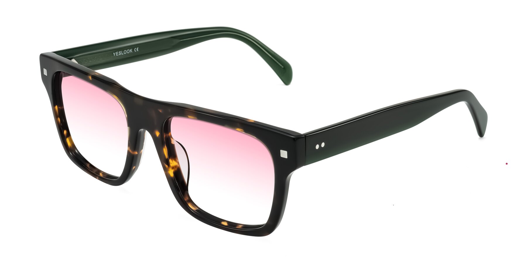 Angle of Emas in Tortoise/Green with Pink Gradient Lenses