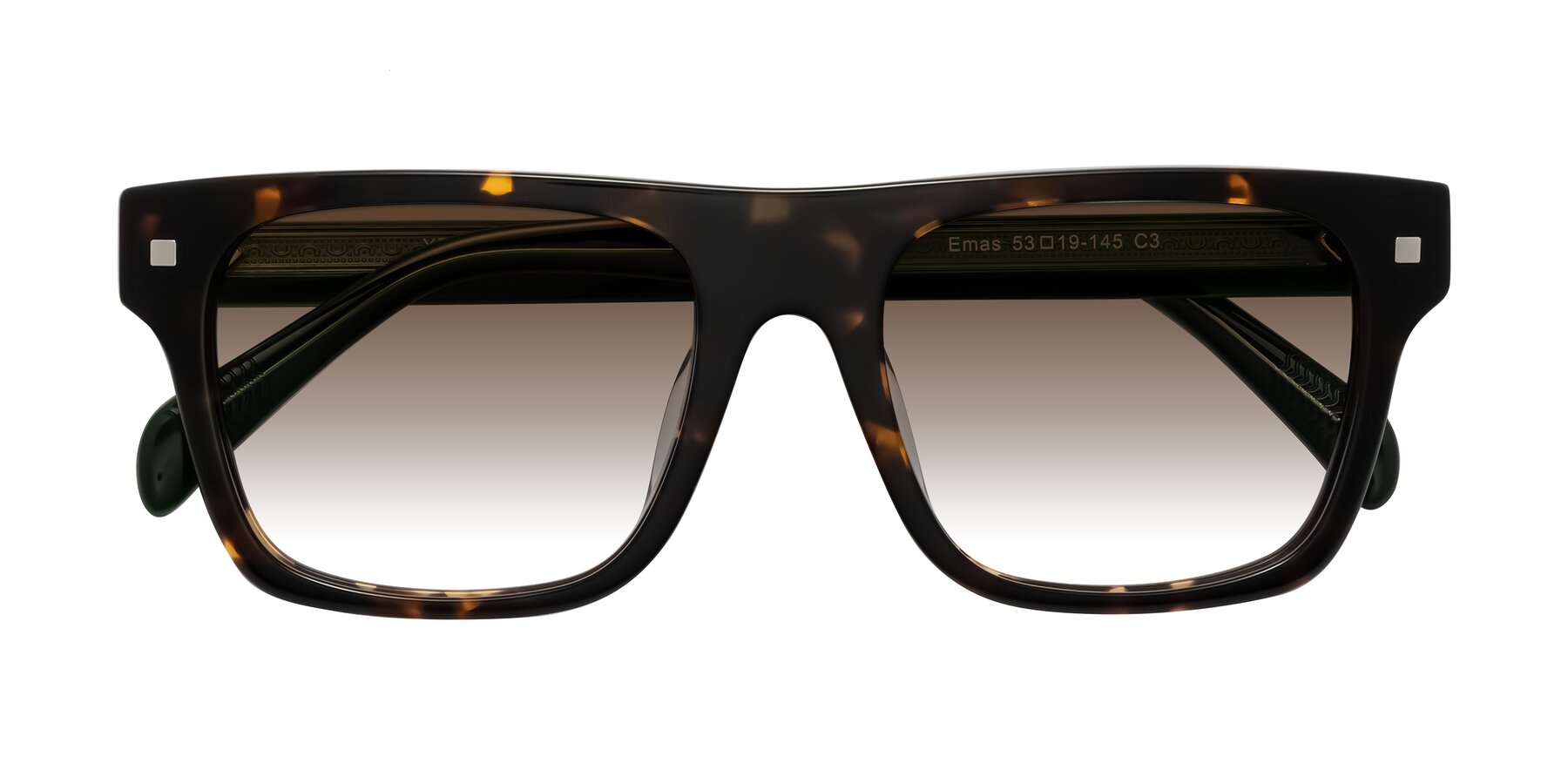 Folded Front of Emas in Tortoise/Green with Brown Gradient Lenses