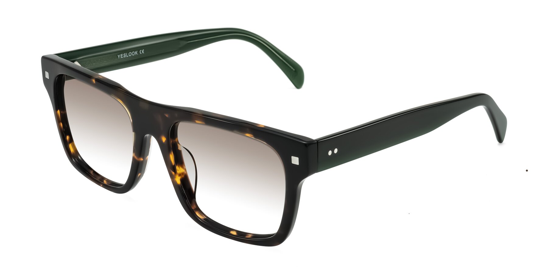 Angle of Emas in Tortoise/Green with Brown Gradient Lenses