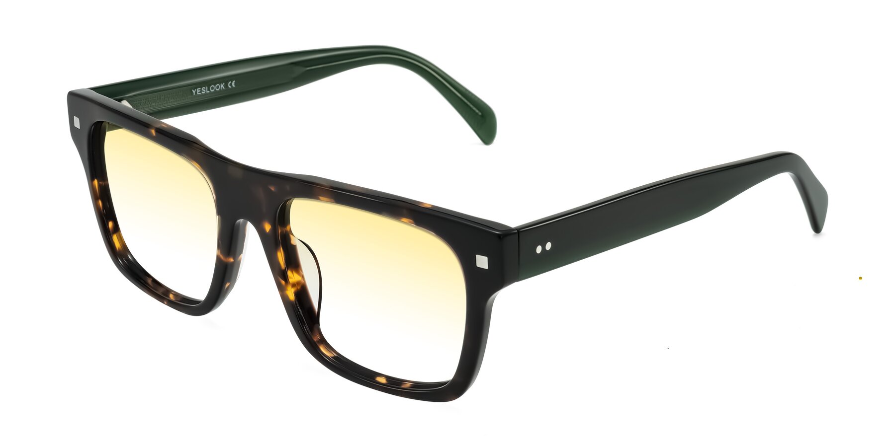 Angle of Emas in Tortoise/Green with Yellow Gradient Lenses