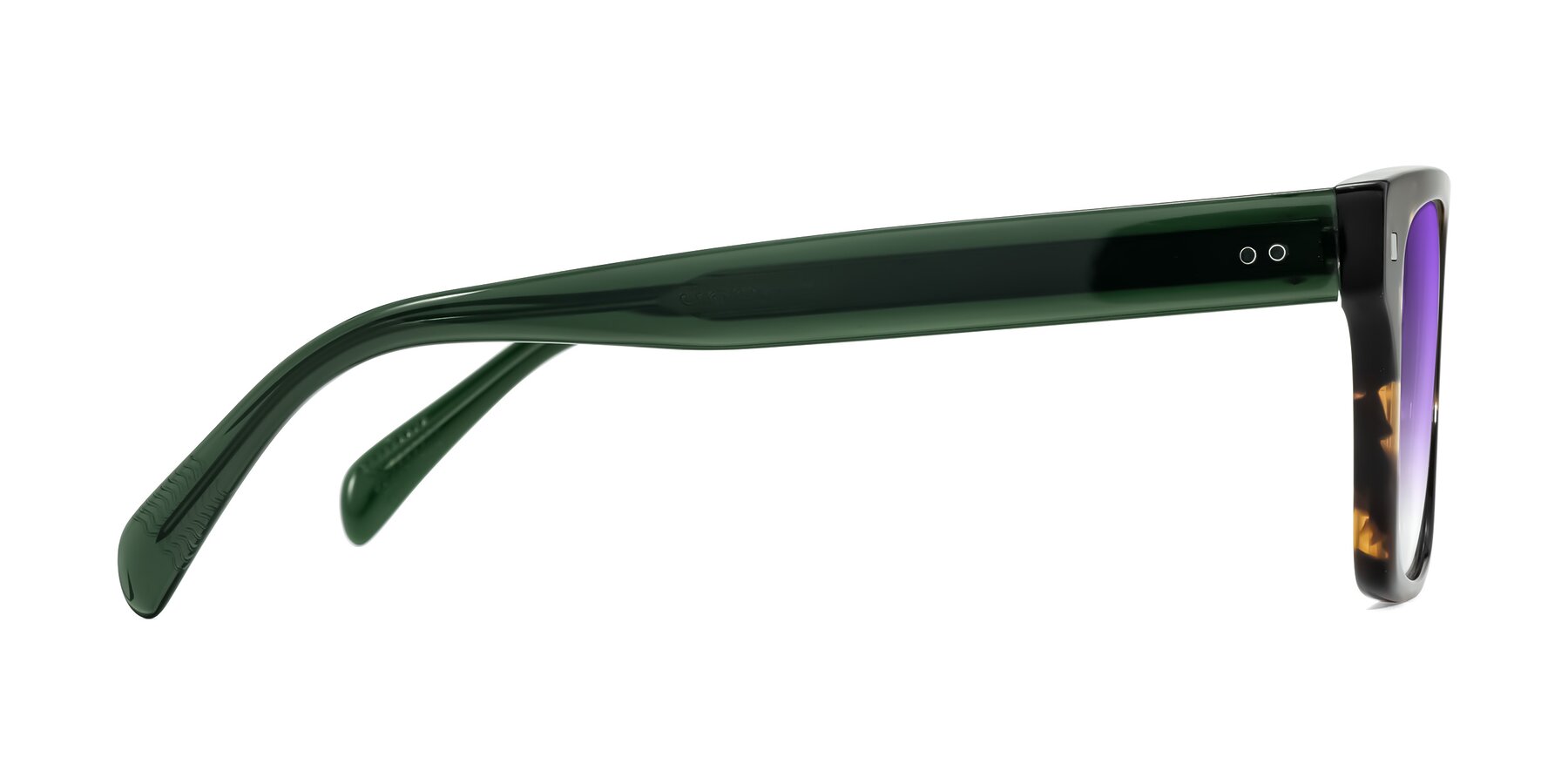 Side of Emas in Tortoise/Green with Purple Gradient Lenses