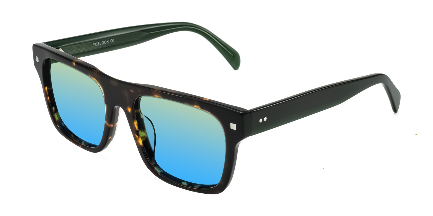 Angle of Emas in Tortoise/Green with Yellow / Blue Gradient Lenses
