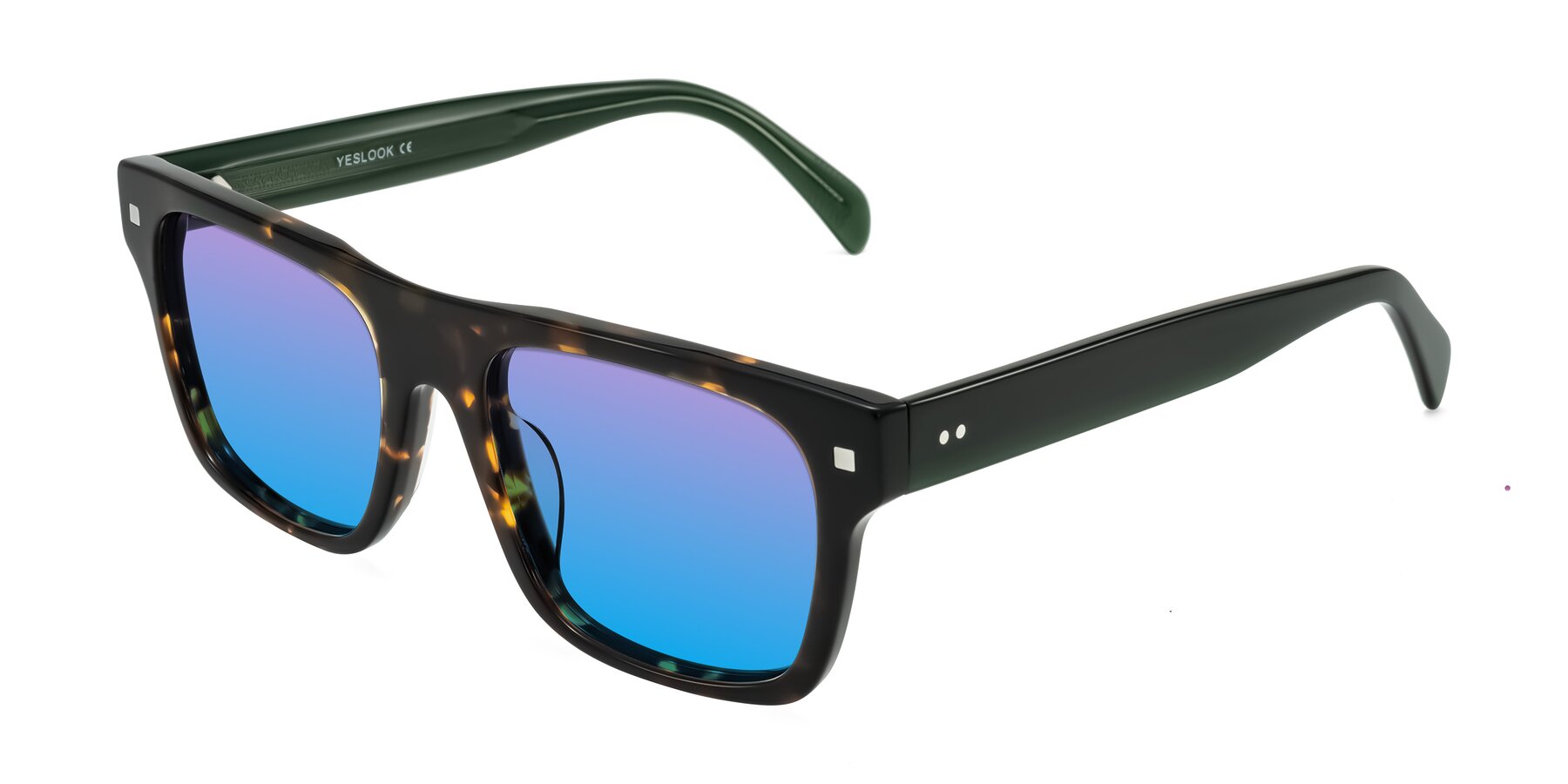 Angle of Emas in Tortoise/Green with Pink / Blue Gradient Lenses