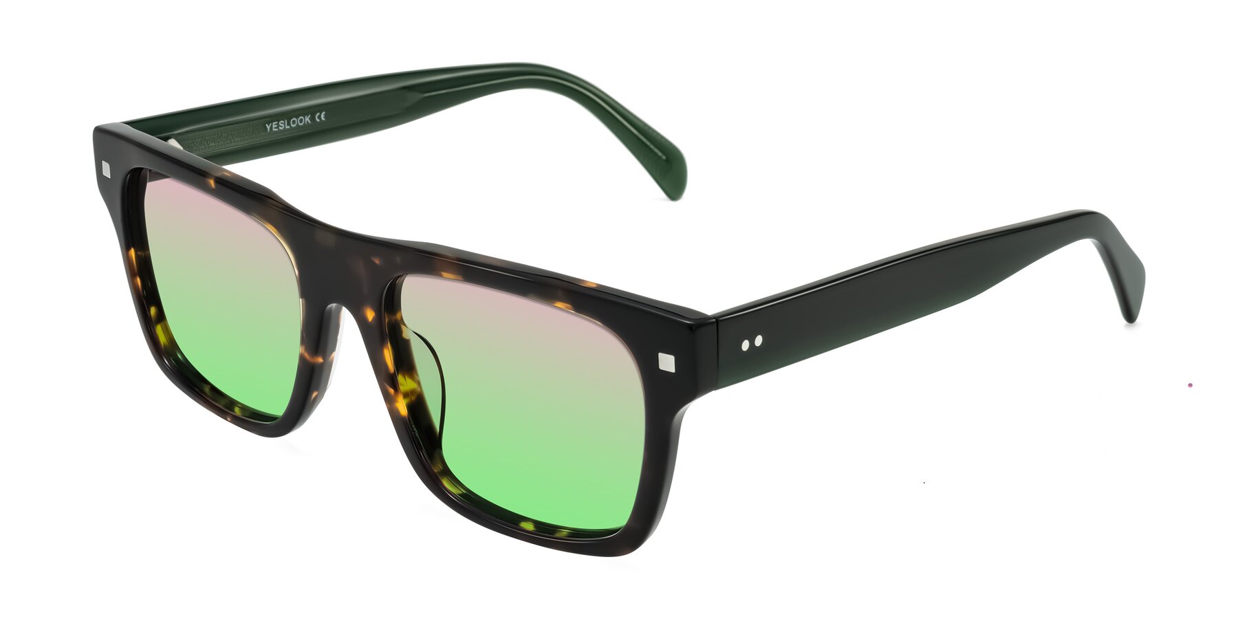 Angle of Emas in Tortoise/Green with Pink / Green Gradient Lenses