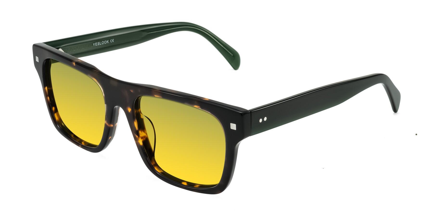 Angle of Emas in Tortoise/Green with Green / Yellow Gradient Lenses