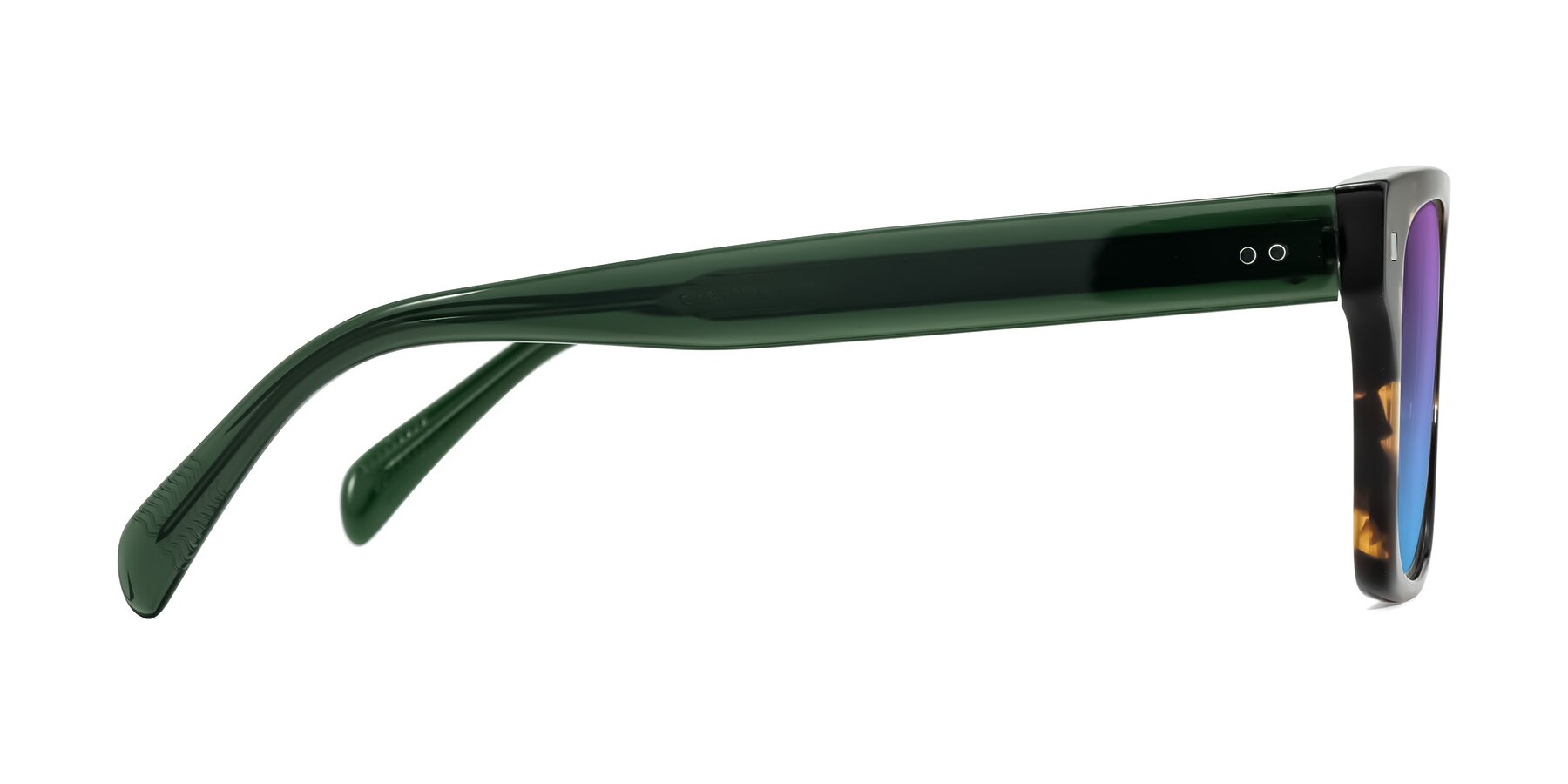 Side of Emas in Tortoise/Green with Purple / Blue Gradient Lenses