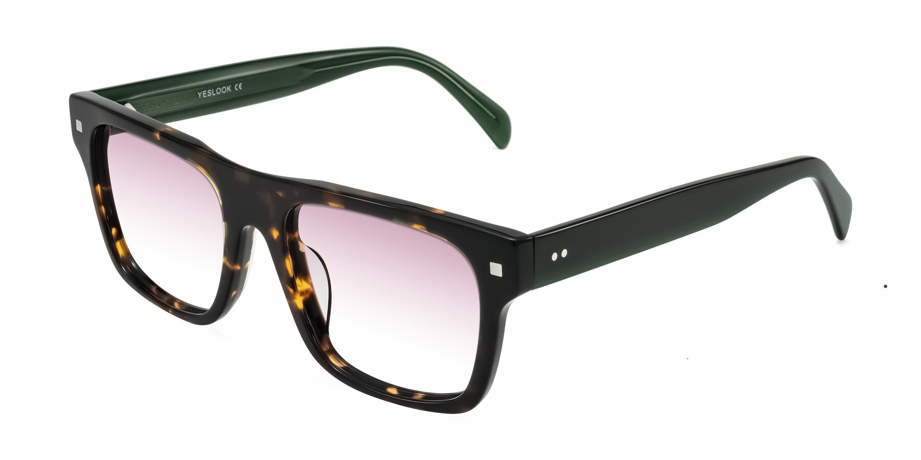 Angle of Emas in Tortoise/Green with Wine Gradient Lenses
