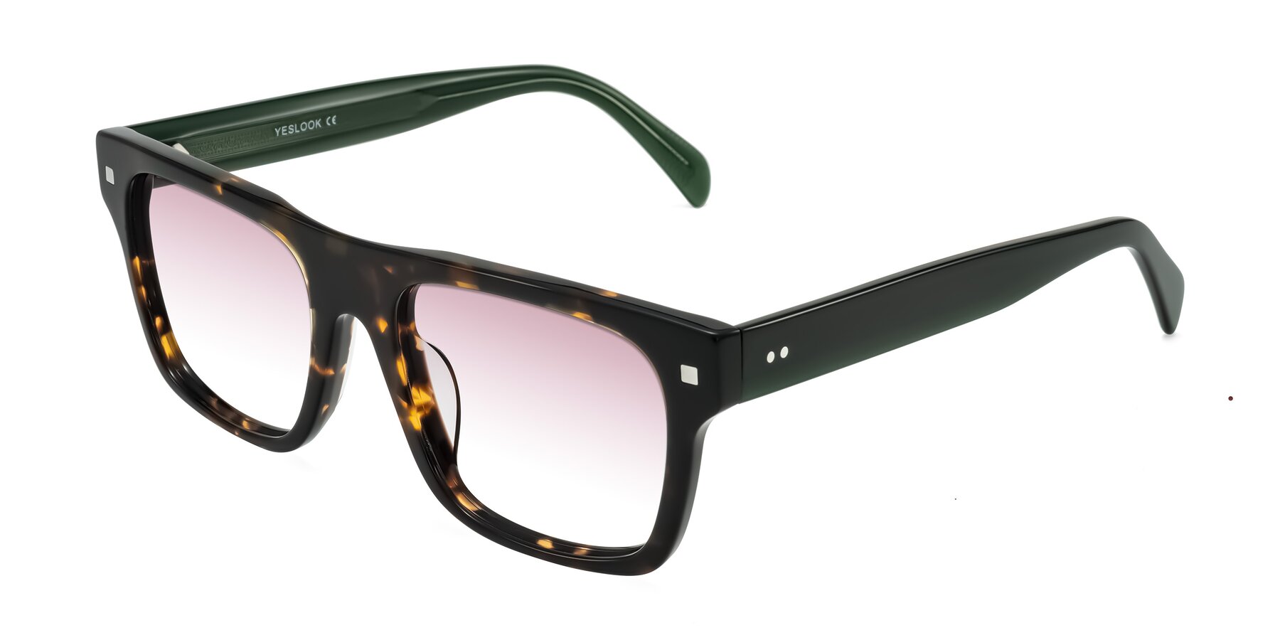 Angle of Emas in Tortoise/Green with Garnet Gradient Lenses