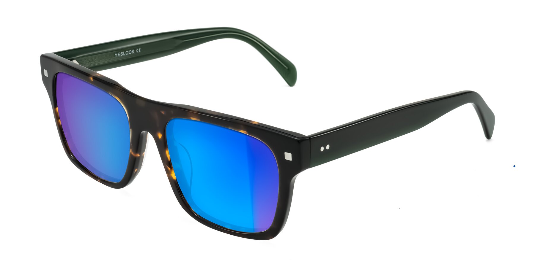 Angle of Emas in Tortoise/Green with Blue Mirrored Lenses