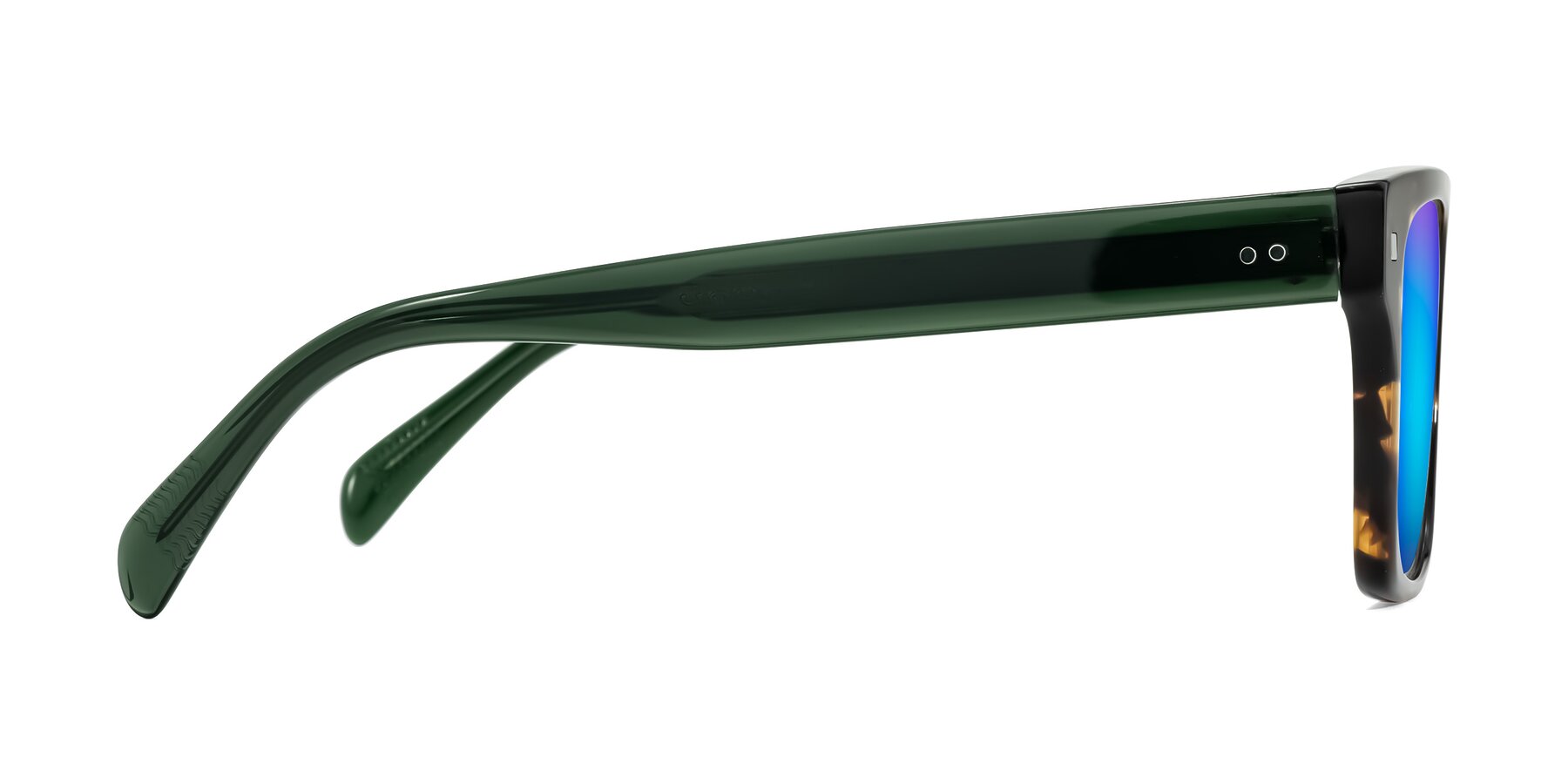 Side of Emas in Tortoise/Green with Blue Mirrored Lenses