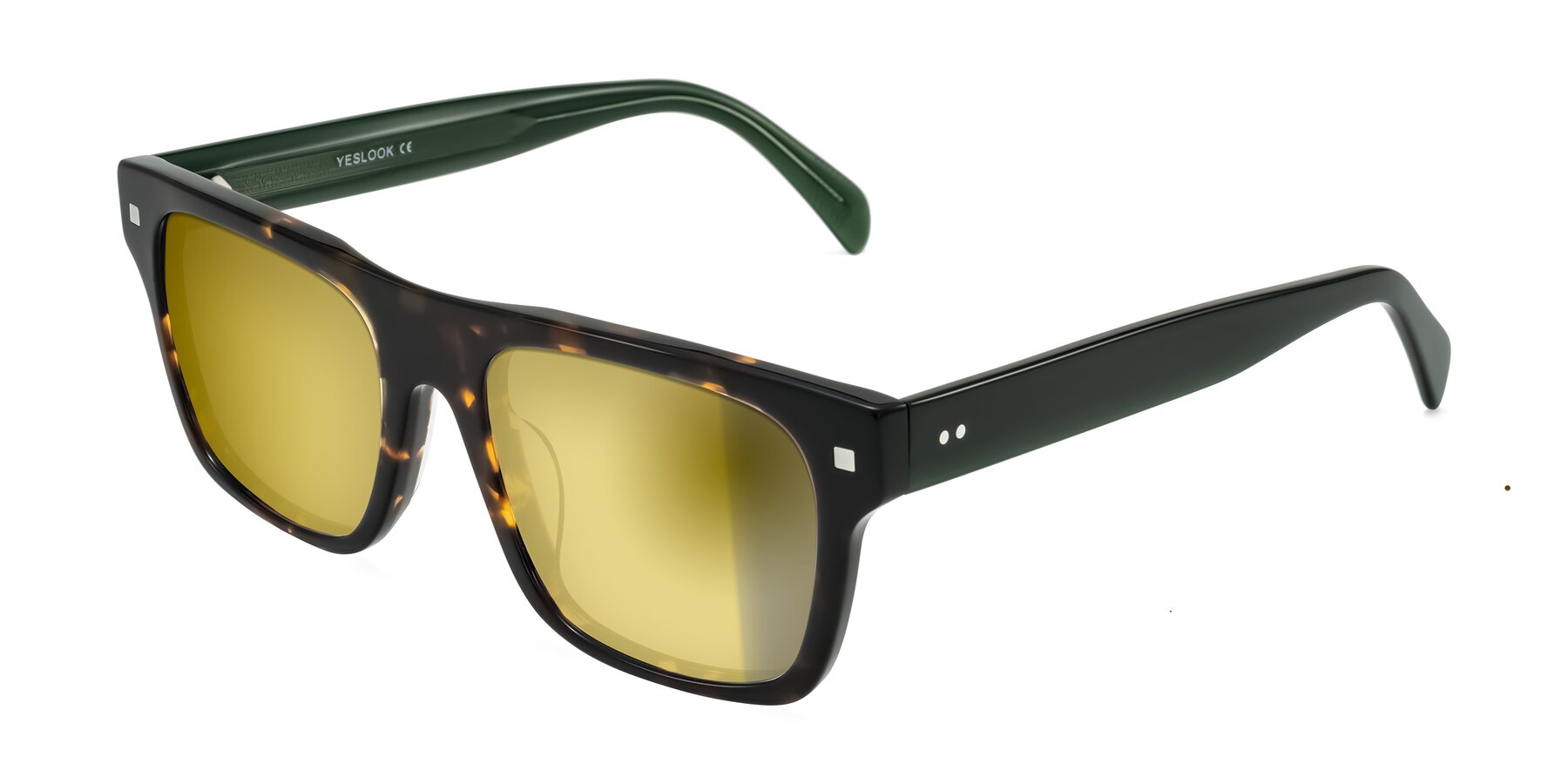Angle of Emas in Tortoise/Green with Gold Mirrored Lenses