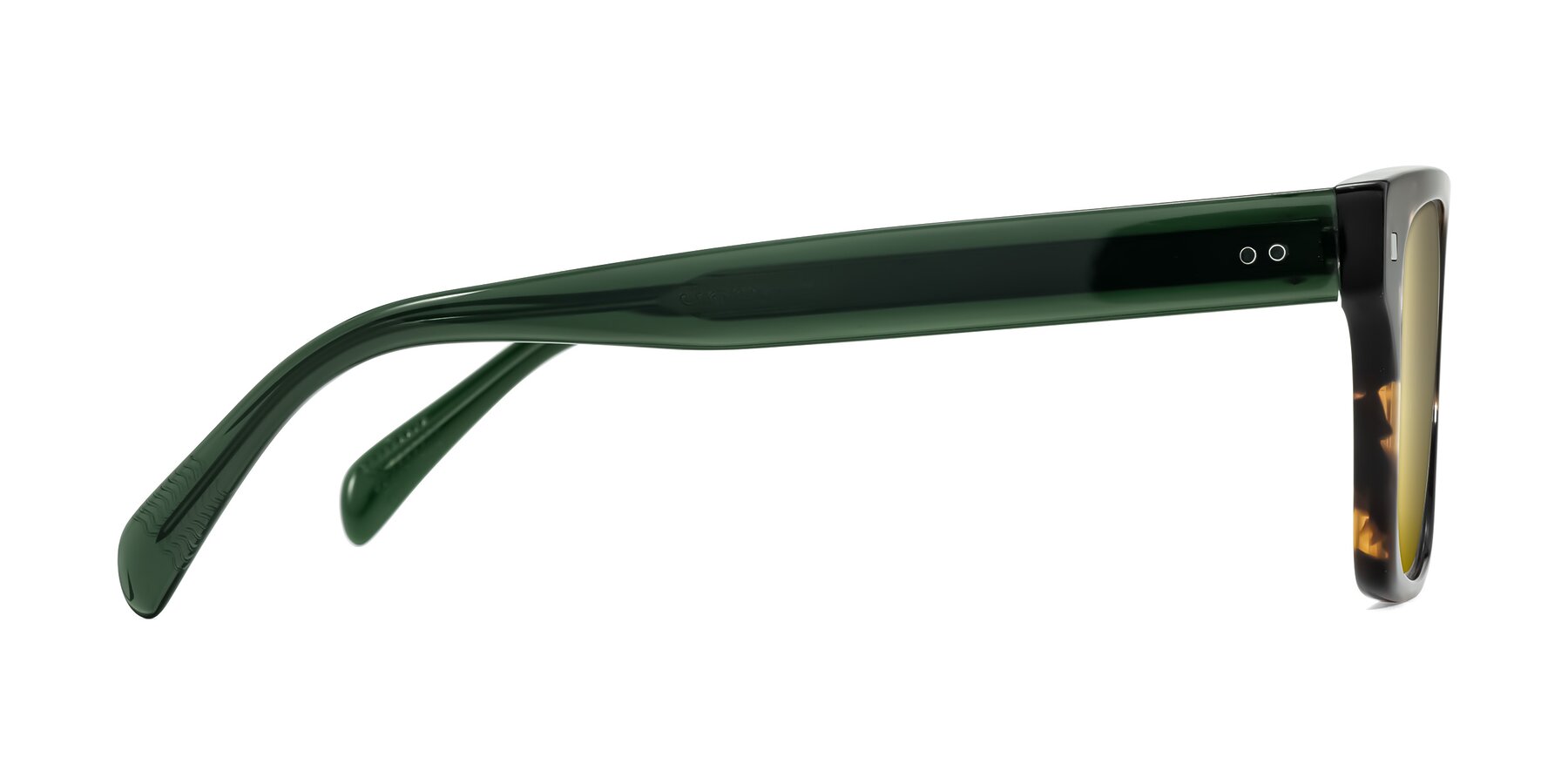 Side of Emas in Tortoise/Green with Gold Mirrored Lenses