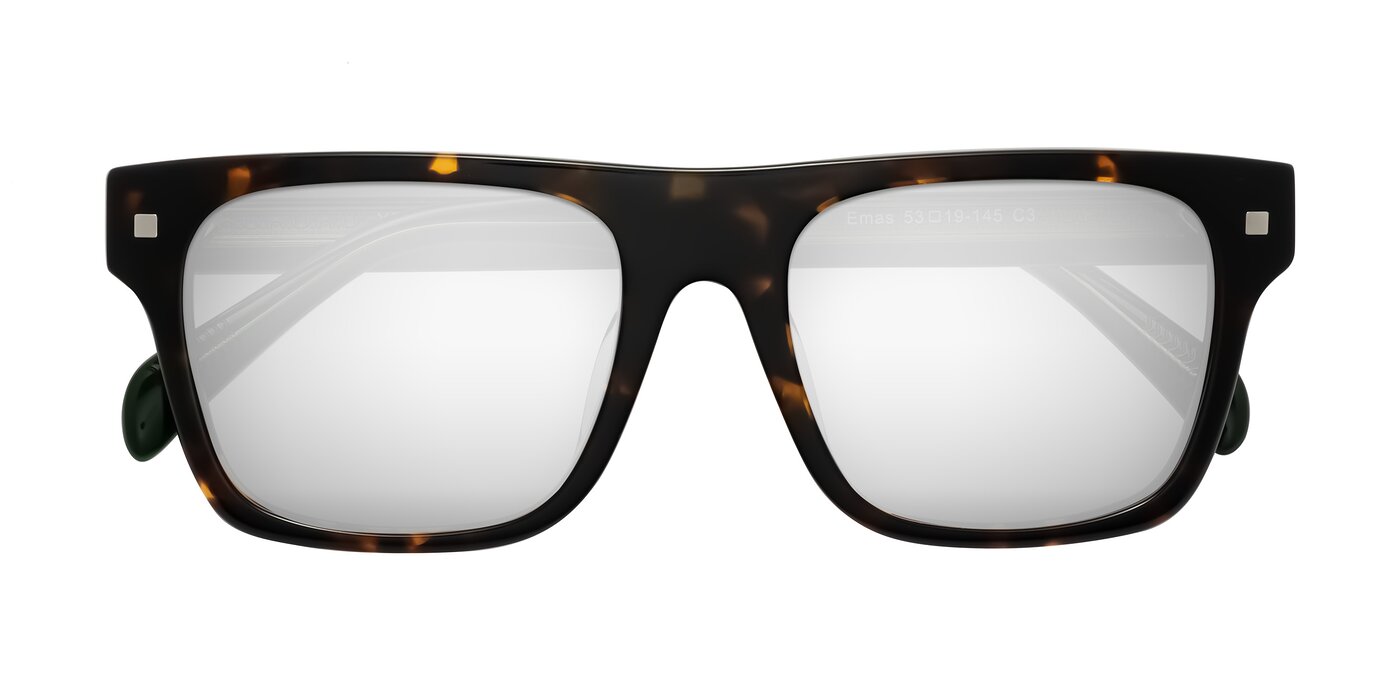 Emas - Tortoise/Green Flash Mirrored Sunglasses