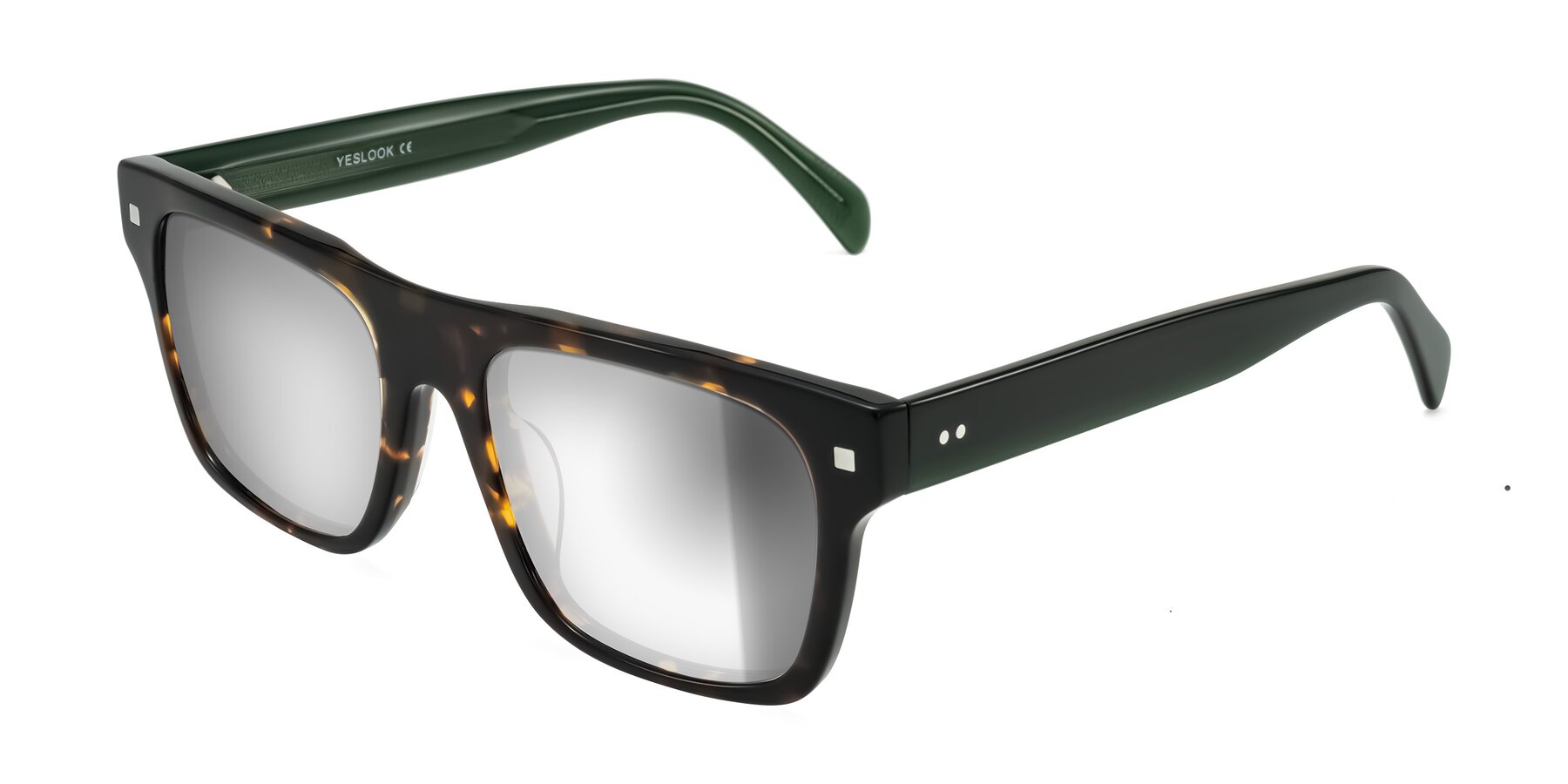 Angle of Emas in Tortoise/Green with Silver Mirrored Lenses