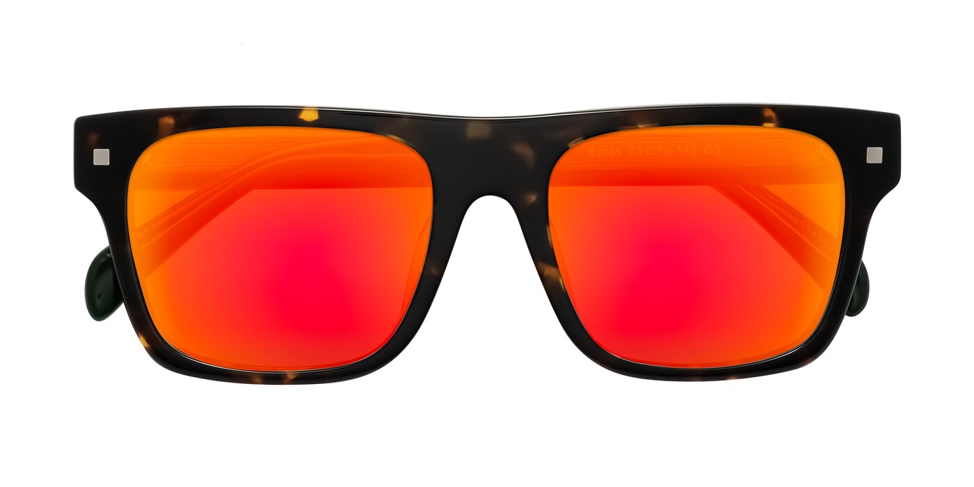 Emas - Tortoise/Green Flash Mirrored Sunglasses