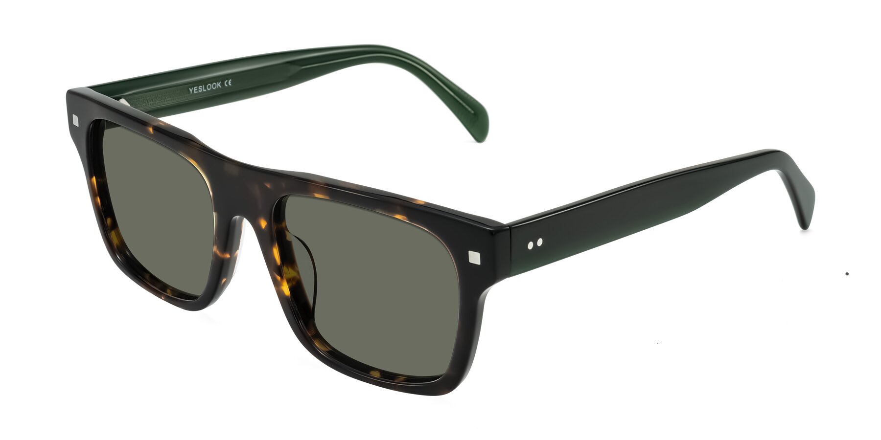 Angle of Emas in Tortoise/Green with Gray Polarized Lenses