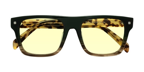 Front of Emas in Green Brown Striped/Honey Tortoise
